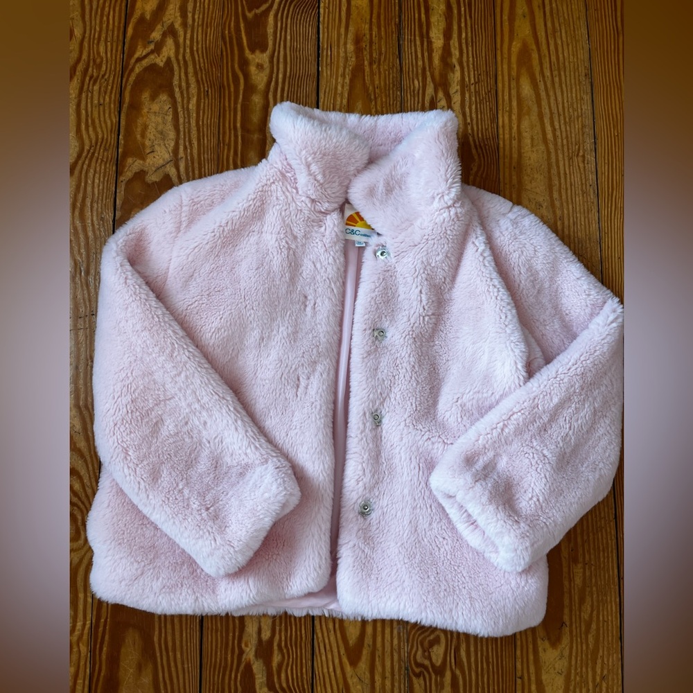 C&C size 14 Cozy Fur Pink Kids Jacket Coat